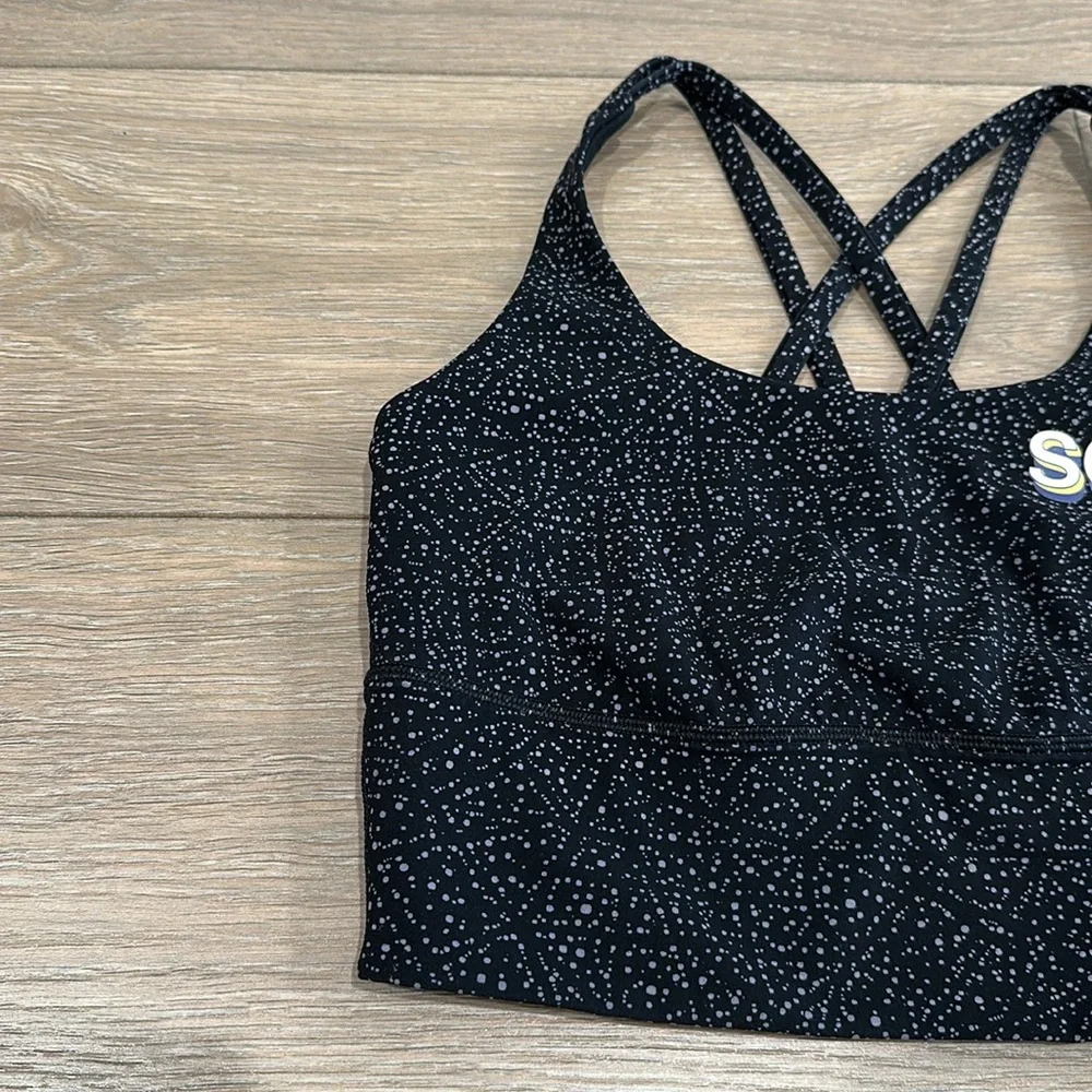 SOULCYCLE X LULULEMON Black Speckle Longline Energy‎ Bra Active Workout Top Sz 6